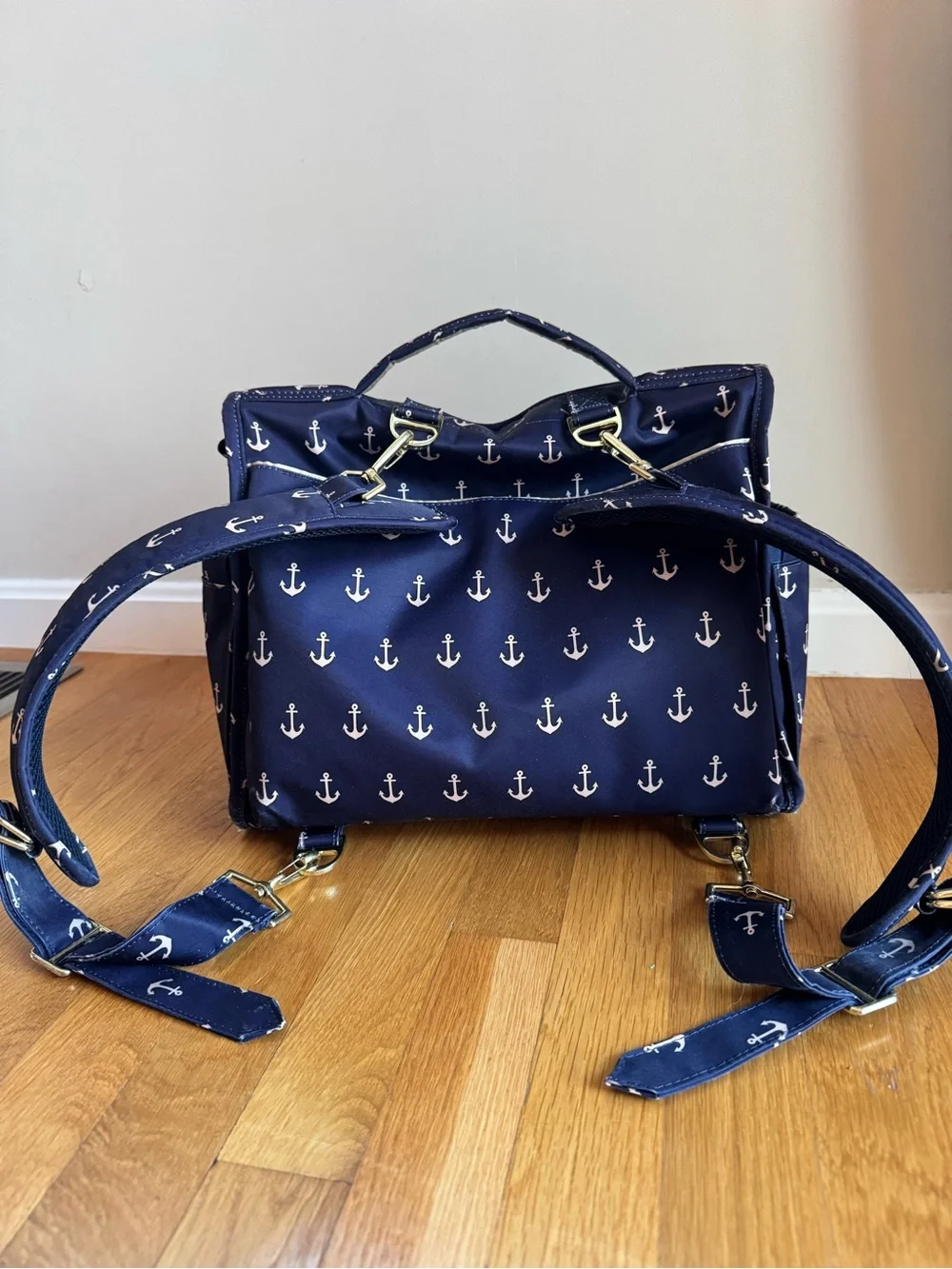 Ju-Ju-Be Legacy The Admiral Navy Anchor Print BFF Diaper Bag Backpack